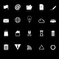 Web and internet icons with reflect on black background