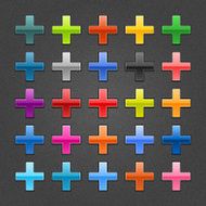 Plus sign glossy icon web button shadow noise effect texture