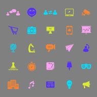 Media marketing color icons on gray background