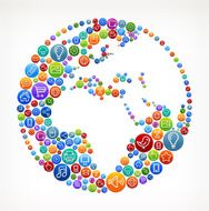 Globe on Social Networking &amp; Internet Color Buttons N2