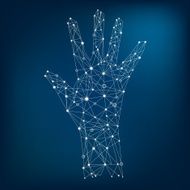 Hand network illustration blue