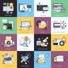 Flat design style concept icons for graphic and website