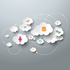 White clouds with icons and connecting arrows N2