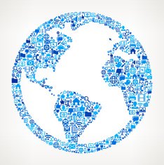 World Globe on vector technology pattern Background