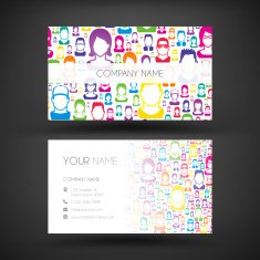 Business Card Template with Color People N2