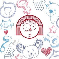 Vector hand drawn cartoon shocked girl with modern haircut N2