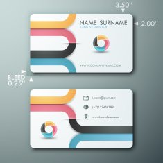 Modern simple light business card template with colorful ribbons and N2