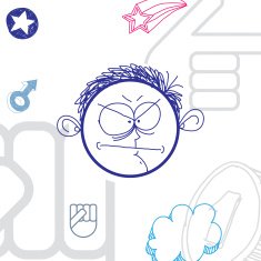 Vector art colorful drawing of angry person education N2