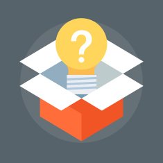 Question out of the box flat style colorful vector icon N2