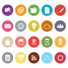 Web and internet flat icons on white background