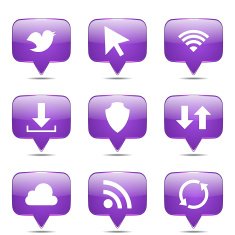 Web Internet Social Square Vector Violet Icon Design Set N2