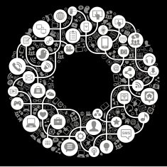 social media network background with icons vector N11