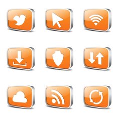 Web Internet Social Square Vector Orange Icon Design Set N2