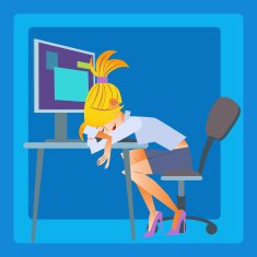 businesswoman sleeping at the computer fatigue work girl