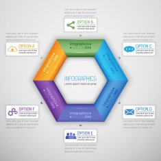 Colorful hexagonal infographics elements N2