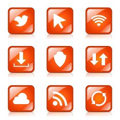 Web Internet Social Square Vector Orange Icon Design Set N4