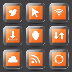 Web Internet Social Square Vector Orange Icon Design Set N5