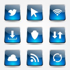 Web Internet Social Square Vector Blue Icon Design Set N8