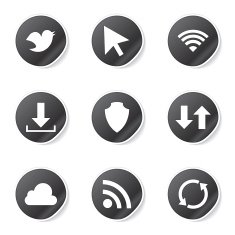 Web Internet Social Black Vector Button Icon Design Set N6