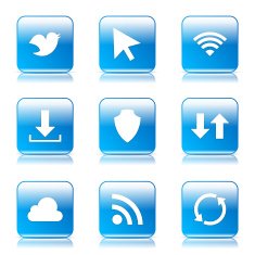 Web Internet Social Square Vector Blue Icon Design Set N9