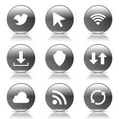 Web Internet Social Black Vector Button Icon Design Set N7