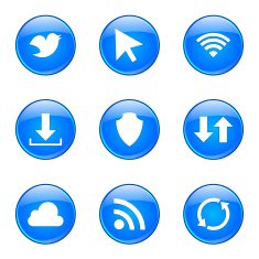 Web Internet Social Blue Vector Button Icon Design Set N6