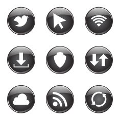 Web Internet Social Black Vector Button Icon Design Set N8