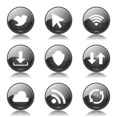 Web Internet Social Black Vector Button Icon Design Set N9