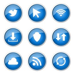 Web Internet Social Blue Vector Button Icon Design Set N8