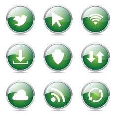 Web Internet Social Green Vector Button Icon Design Set N9