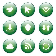 Web Internet Social Green Vector Button Icon Design Set N10