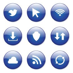 Web Internet Social Blue Vector Button Icon Design Set N10