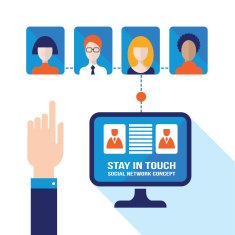 Hand pointing on avatars of contacts computer N2
