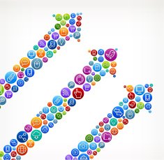 Arrows on Social Networking & Internet Color Buttons