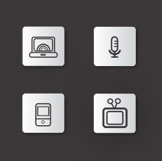 Standard Media 4 icon set Line vector