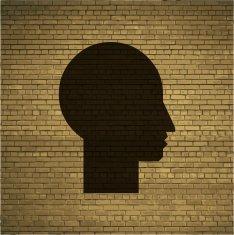 Man silhouette profile picture Flat modern web button and space N2