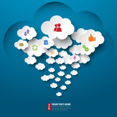Cloud computing vector of computer icons on clouds N2