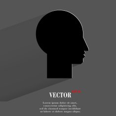 Man silhouette profile picture Flat modern web button with long N2