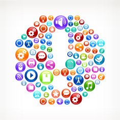 Exclamation Point on Social Networking & Internet Color Buttons