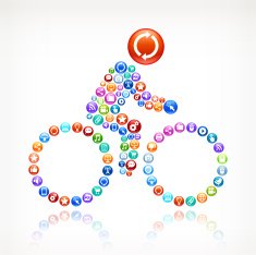 Cycling Man on Social Networking & Internet Color Buttons