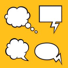 Set of comic bubbles with halftone shadows N2