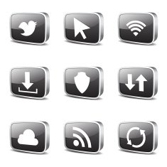 Web Internet Social Square Vector Black Button Icon Design Set N9