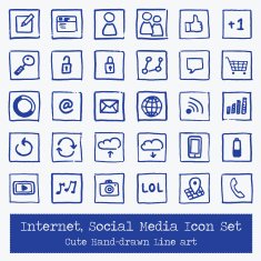 Internet Social Media - Icon Set Hand Drawn N2
