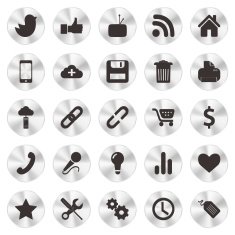 Social Web aluminium Icons