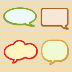 Thought Bubbles on Yellow and Grey Striped Pattern