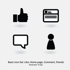Basic Icon Set Like Home Page Comment Friends N3