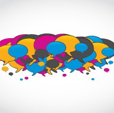 colorful social media speech bubbles