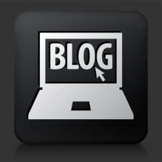 Black Square Button with Blog Computer N2
