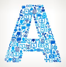 Letter A on vector technology pattern Background
