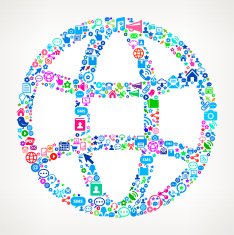 Globe on Modern Technology & Communication interface icon Pattern